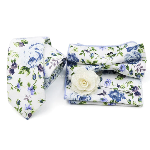 Mens Cotton Flower Bowtie Set For Weddings And Parties