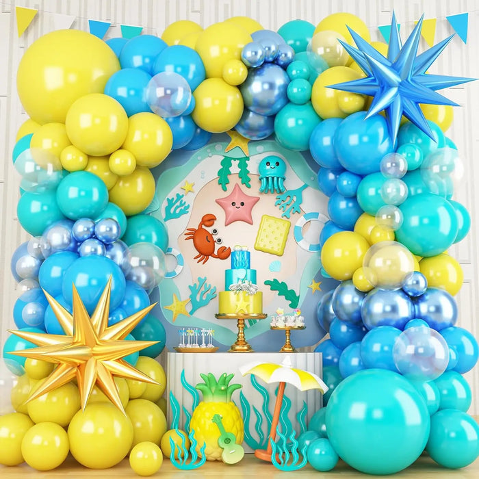 Hot Pink Green Orange Lime Green Blue Yellow Latex Rainbow Balloon Kit Suitable For Hawaii Birthday Pool Party Decoration