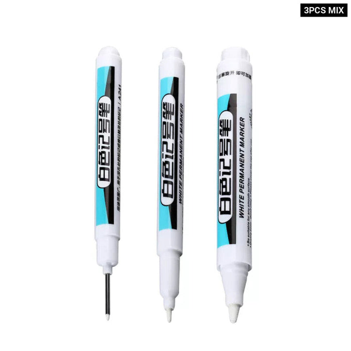 White Permanent Paint Pen Set For Multiple Surfaces 0.7Mm Tip