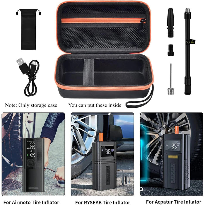 Carring Case Compatible With Portable Air Compressor Tire Inflator Air Pump With Mesh Pocket