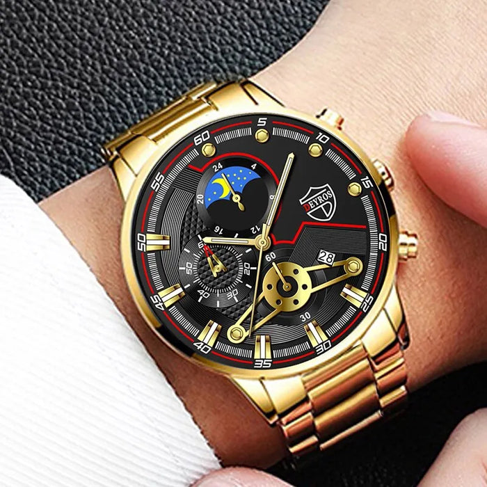 2pcs Set Fashion Sports Men Watches for Men Business Stainless Steel Quartz Wristwatch Luxury Casual Bracelet Wrist Watch