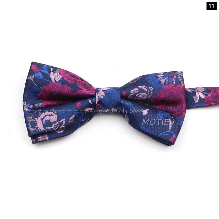 Floral Bowtie For Men Red Polyester Wedding Party Accessory