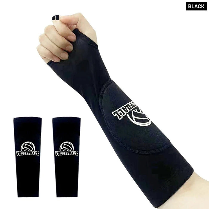 1 Pair Forearm Sleeves With Protection Pads & Thumb Hole For Volleyball