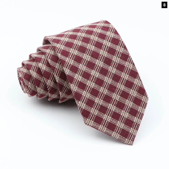 Classic Plaid Cotton Tie Blue Red For Weddings And Parties