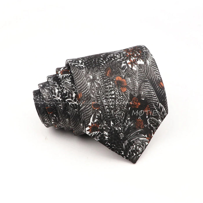 Black Tie With Paisley Floral Design For Weddings And Parties