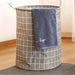 Large Foldable Plaid Fabric Laundry Basket