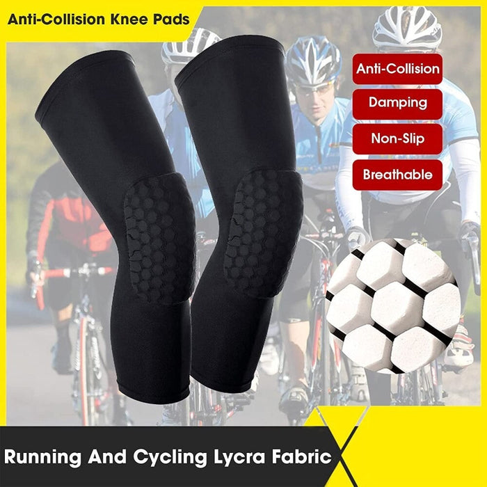 Youth Crash Honeycomb Breathable Knee Pad Compression Leg Sleeves For Cycling Football Basketball