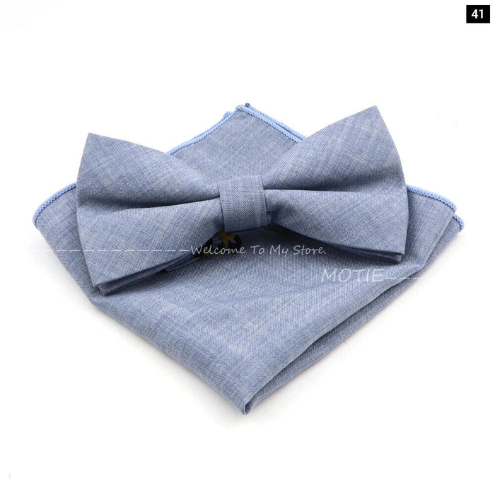 Design Cotton Handkerchief Set Adult And Kids Butterfly Bowtie Cufflink Brooch Party Suit Accessories