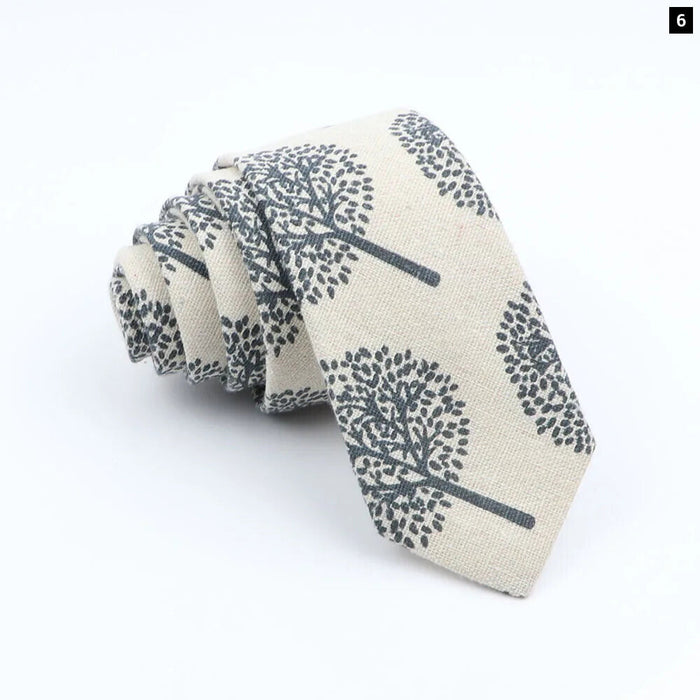 Floral Animal Print Linen Tie For Weddings And Parties