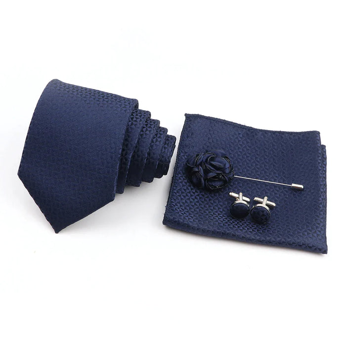 Blue Striped Tie Set For Weddings And Parties