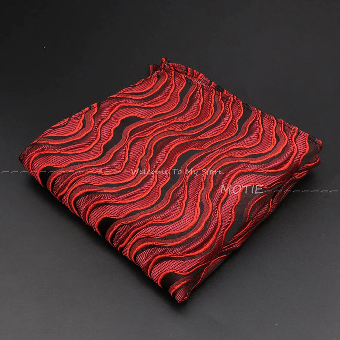 Classic Black Red Hanky Pocket Squared Mens Business Wedding Accessory