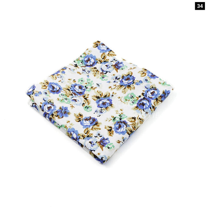 Wedding Suit Pocket Square Cotton Flower Hankerchief For Men Gift