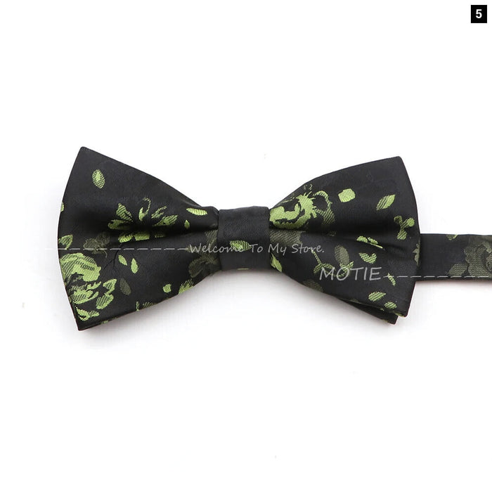 Floral Bowtie For Men Red Polyester Wedding Party Accessory