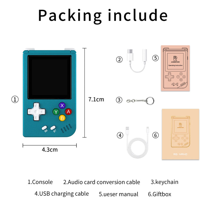 Nano Retro Handheld Game Console 1.54 Ips Screen 64g Tf