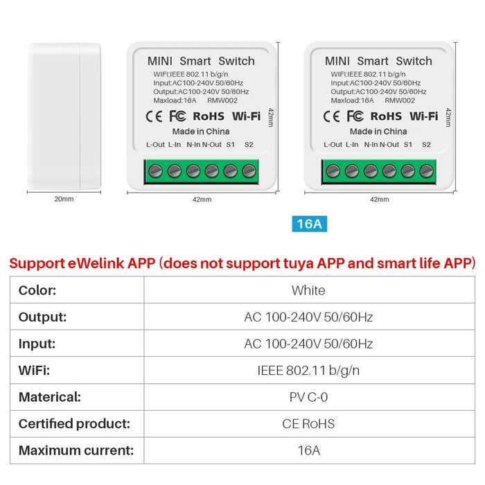 16a Ewelink Wifi Switch Mini Smart 2 Way Diy Switches