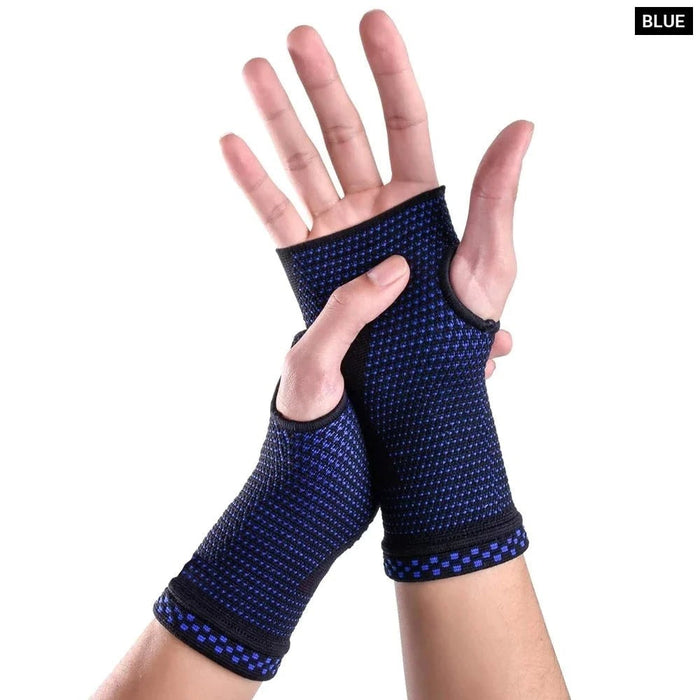 1 Pair Breathable Sweat-Absorbing Wrist Compression Sleeves For Men And Women