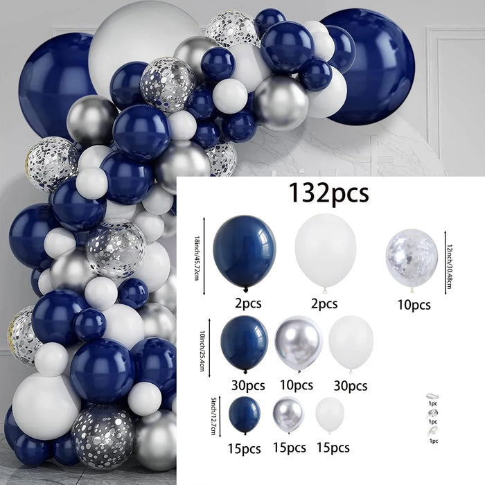 Dark Blue Gold White Metallic Rose Gold Pink Balloon Arch Set For Birthday Party Baby Shower Wedding Graduation Prom Decoration