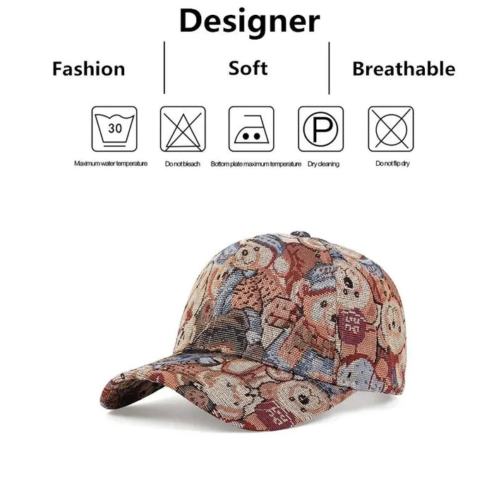 Cartoon Bear Print Baseball Cap / Hat For Outdoor Wear