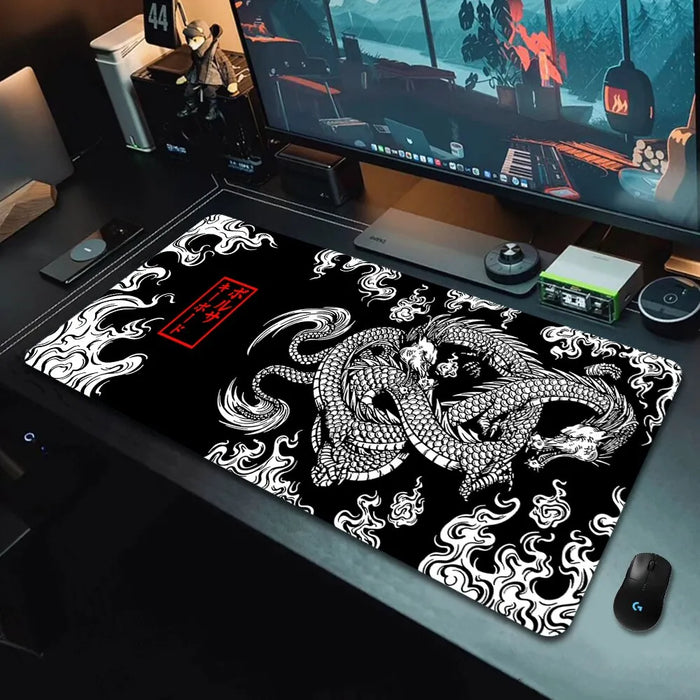 Large Japanese Dragon Gaming Mousepad Xxl Size