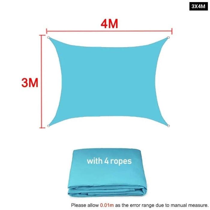 Waterproof Skyblue Square Rectangle Shade Sail Garden Terrace Canopy Swimming Sun Shade Sail Awning 420D