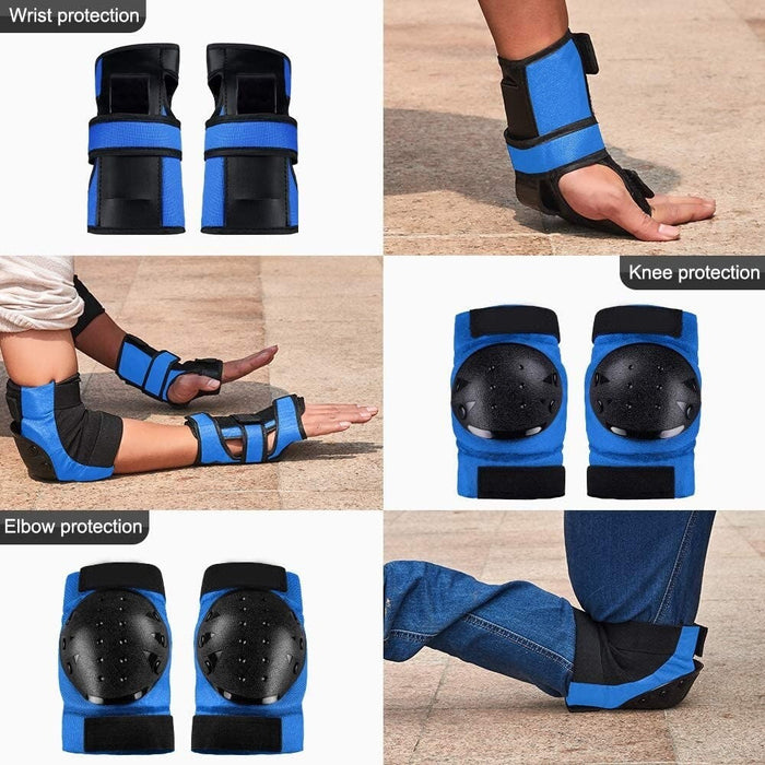 6Pcs/Set Adult Knee Elbows Pads Wrist Guards Protective Gear Set for Skateboarding Roller Skating