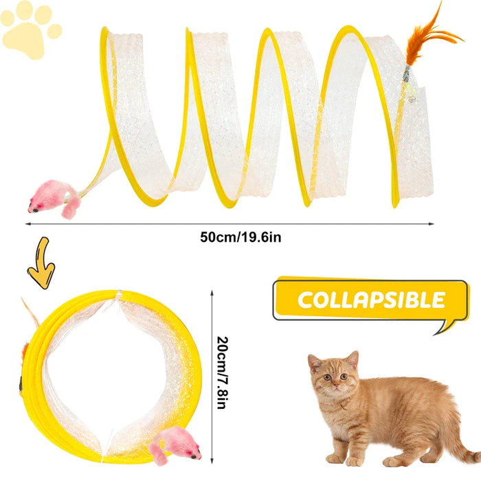 Collapsible Cat Tunnel Interactive Feather Plush Toy