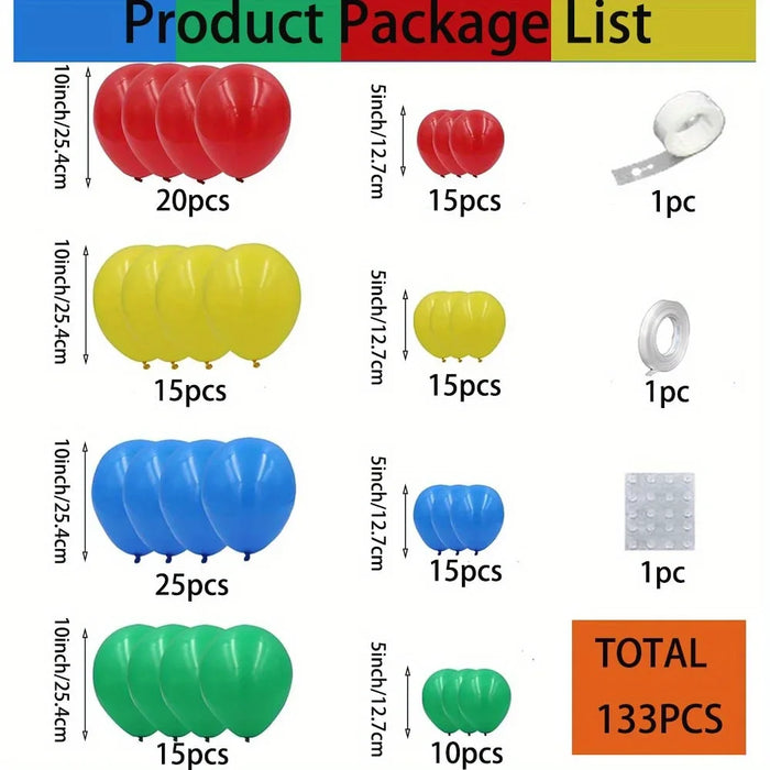 133 Pcs Rainbow Theme Balloon Set Suitable For Birthday Outdoor Park Picnic Anniversary Celebration Graduation Summer Party
