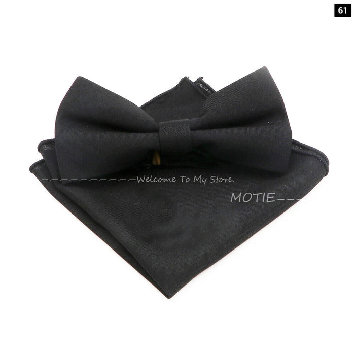 Classic Bowtie Set With Handkerchief Cufflink And Brooch