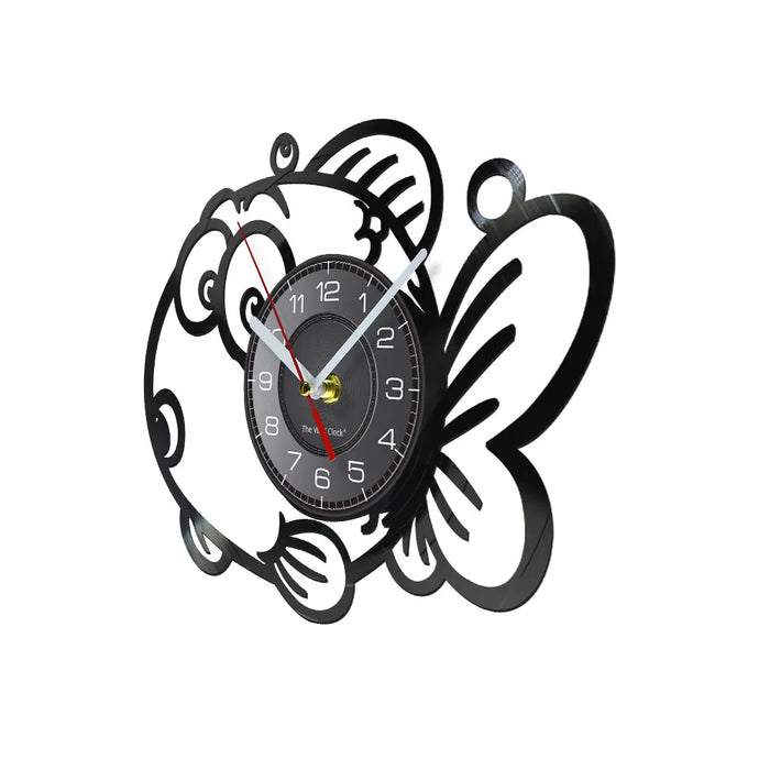 Cartoon Fish Vinyl Record Wall Clock