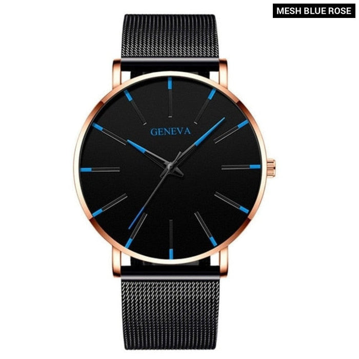 Minimalist Mens Fashion Ultra Thin Watches Simple Men Business Stainless Steel Mesh Belt Quartz Wrist Watch