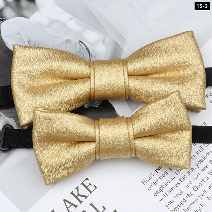 Leather Butterfly Bow Tie Set For Parties Weddings And Business Male And Female 40+ Colours