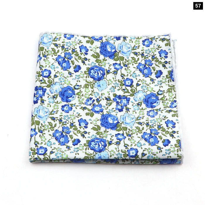 Floral Pocket Square For Men Classic White Cotton Handkerchief For Weddings And Daily Wear