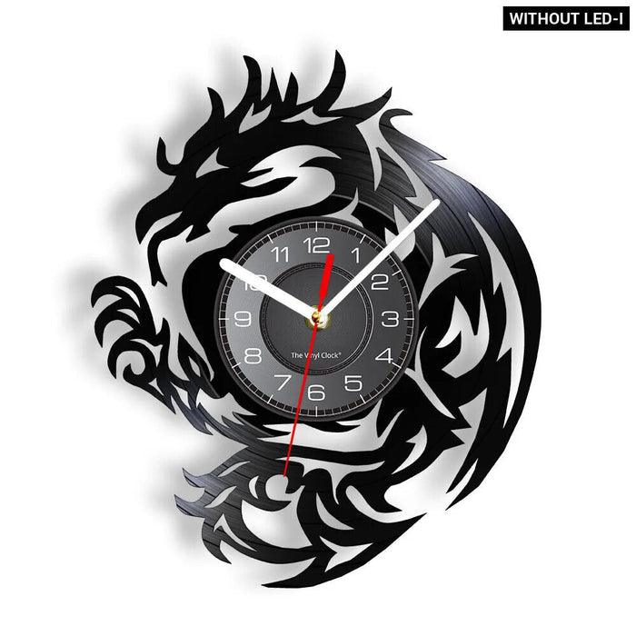 Yin Yang Dragon Vinyl Record Wall Clock