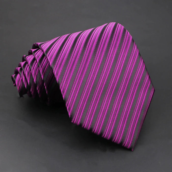 Purple Striped Necktie For Business Weddings And Daily Wear