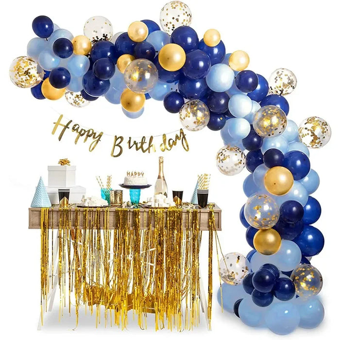 Blue Metallic Balloon Garland Set Gold Balloon Arch Birthday Party Decoration Wedding Birthday Christening