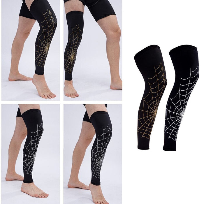 1 Piece Spiderweb Pattern Leg Compression Knee Sleeve For Cycling Running Basketball Football