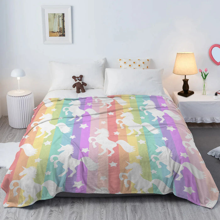 Soft Unicorn Throw Blanket Plush For Sofa Couch And Bed