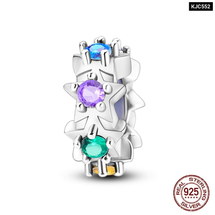 Fit Pandora Original Bracelet 925 Sterling Silver Cats Claw Butterfly Silicone Spacer Beads Colourful Zircon Fine DIY Jewelry