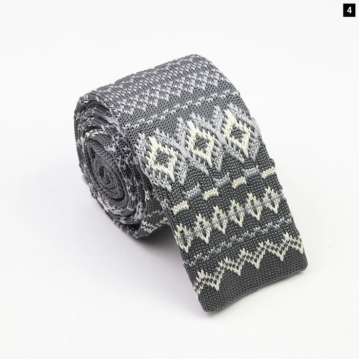 Classic Knit Neck Ties Plaid Dots 6Cm Width Business And Wedding