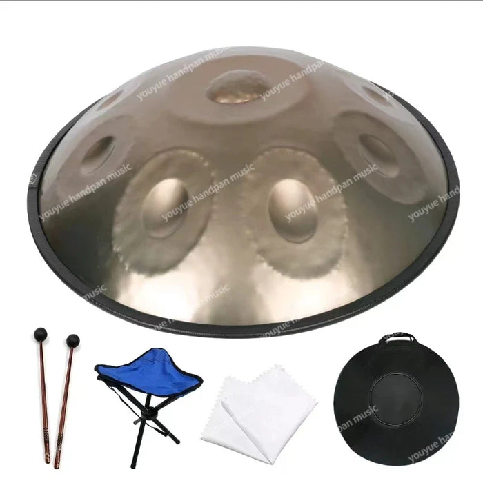 440Hz 432Hz Pure Hand Forged Steel Quasi Tone Handle Pan Tongue Drum For Yoga & Meditation