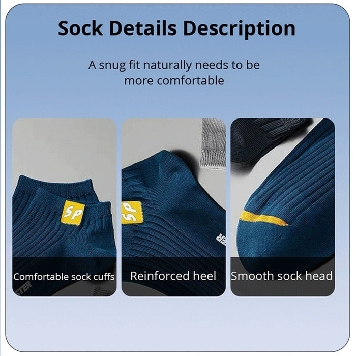 5 Pairs Mens Letters SP Short Socks Spring And Summer Shallow Low Top Sport Short Socks Trend In Tube Socks