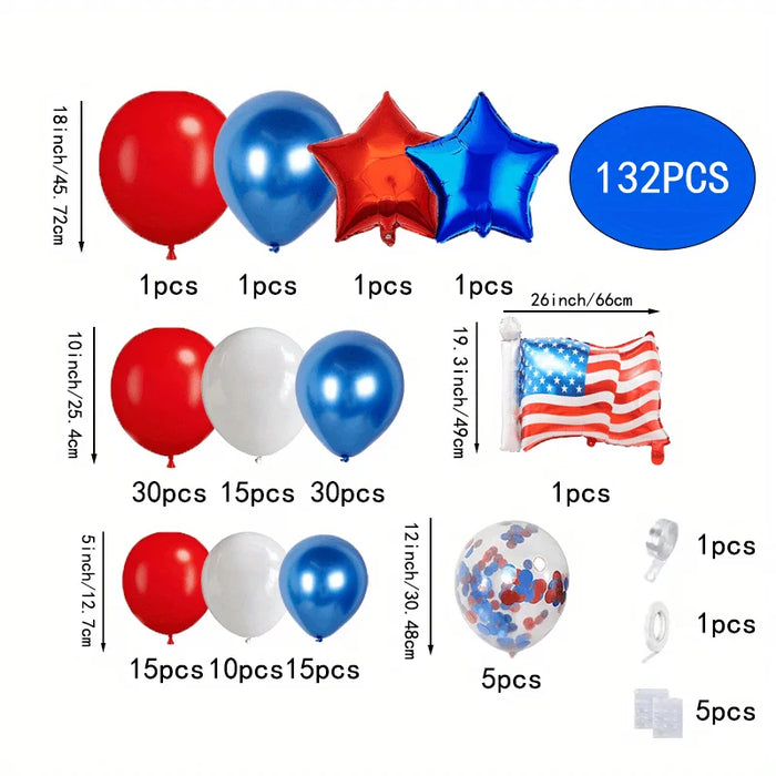 132Pcs Red White And Blue Balloon Garland Set Balloons Suitable For Graduation Party Independence Day Balloon Arch Decoration