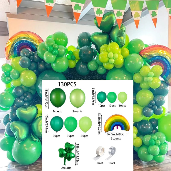 130 St. Patrick'S Day Balloon Arch Garland Set Green Balloon Lucky Clover Happy St. Patrick'S Day Irish Holiday Decorations