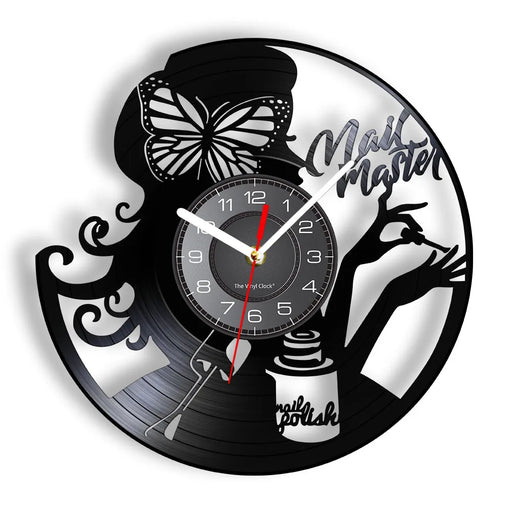 Vintage Vinyl Record Nail Salon Clock