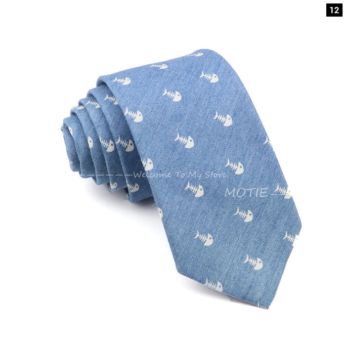 Floral Skull Anchor Denim Tie For Weddings Parties And Daily Wear