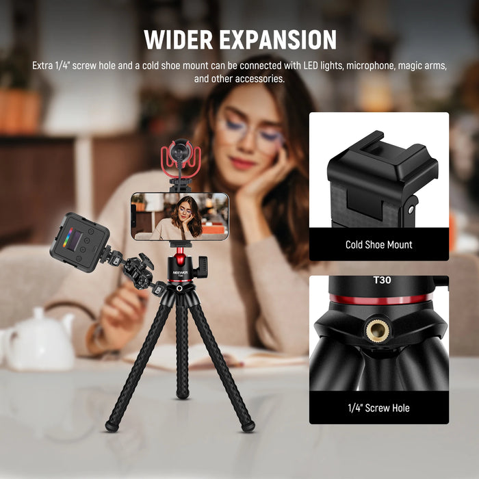 Flexible Mini Tripod Stand For Action Cameras And Phones Compatible With Hero 12 11 10 9 Vlogging And Iphone Mount Adapter Included