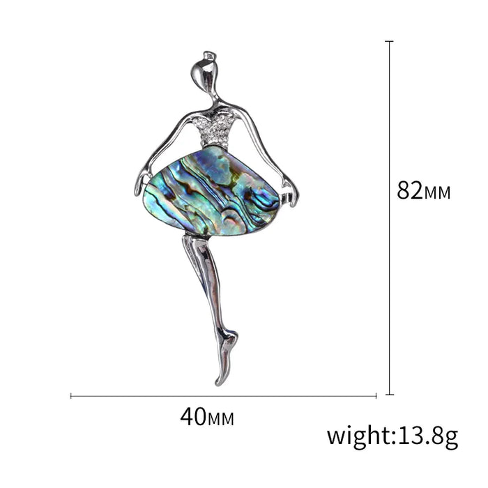 Abalone Shell Ballet Dancer Brooch Korean Fashion Accessory