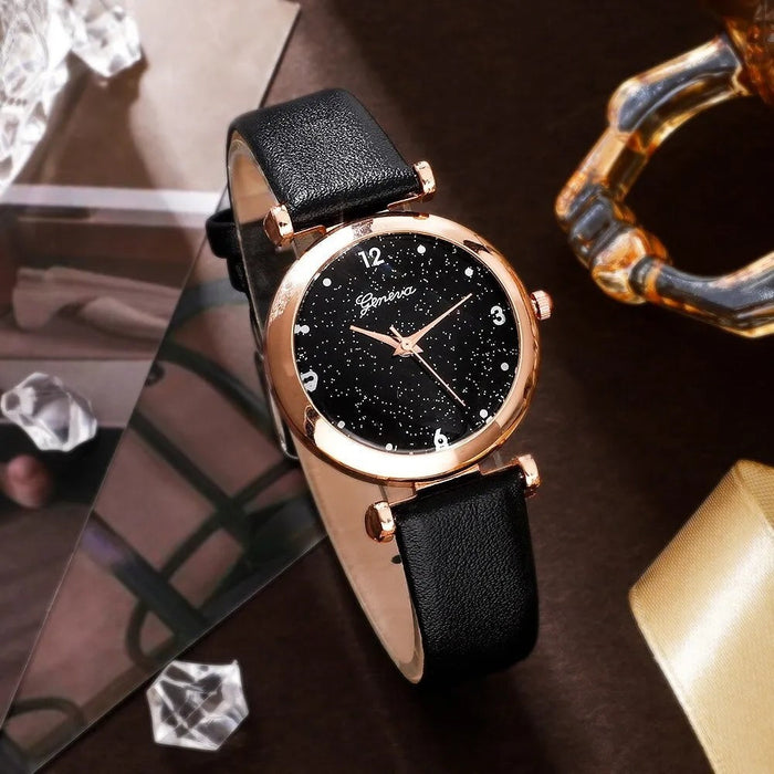 Womens Watches Set Luxury Rhinestone Women Fashion Elegant Wristwatch Quartz Watch For Ladies Clock