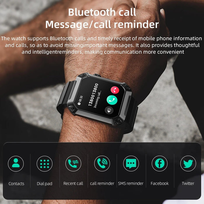 1.85-inch Waterproof Bluetooth Calls Touch Screen Heart Rate Fitness Tracker Smart Watch