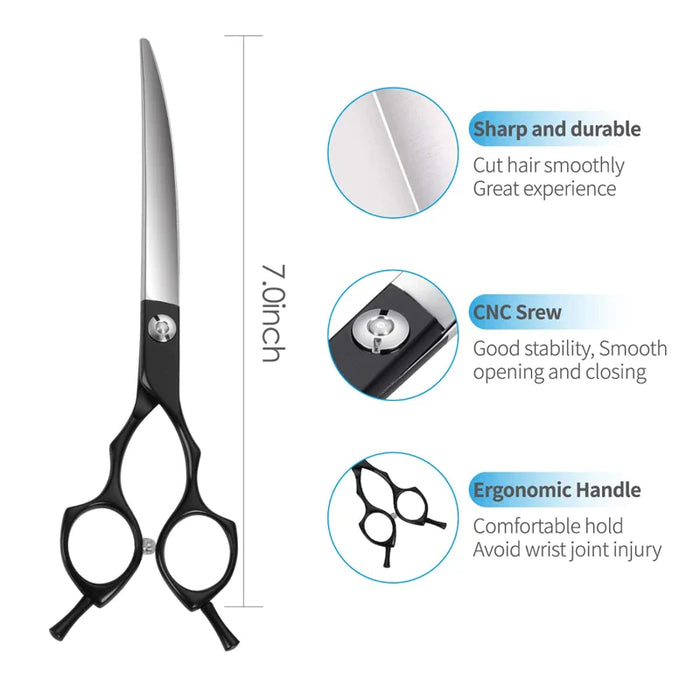 Professional Pet Scissors For Dog Cat Super Sharp 7 Inch Long Curved Puppy Grooming Tool Stainless Steel Shears Cutter